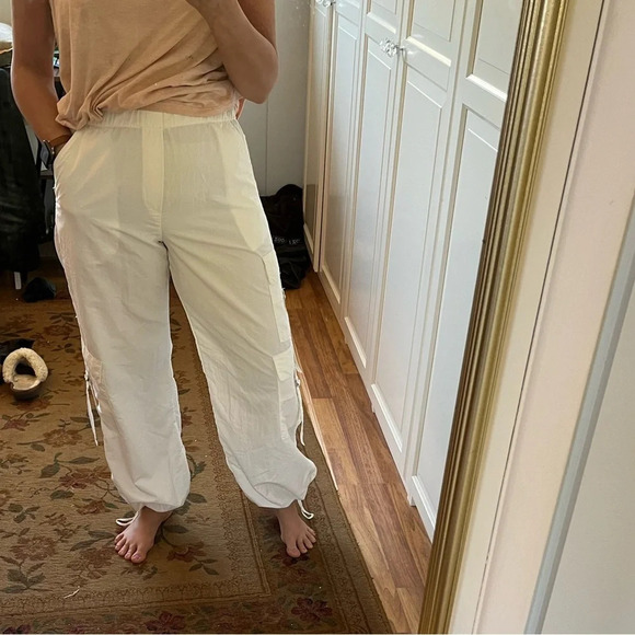 Zara Parachute cargo white pants  size small - Picture 1 of 16